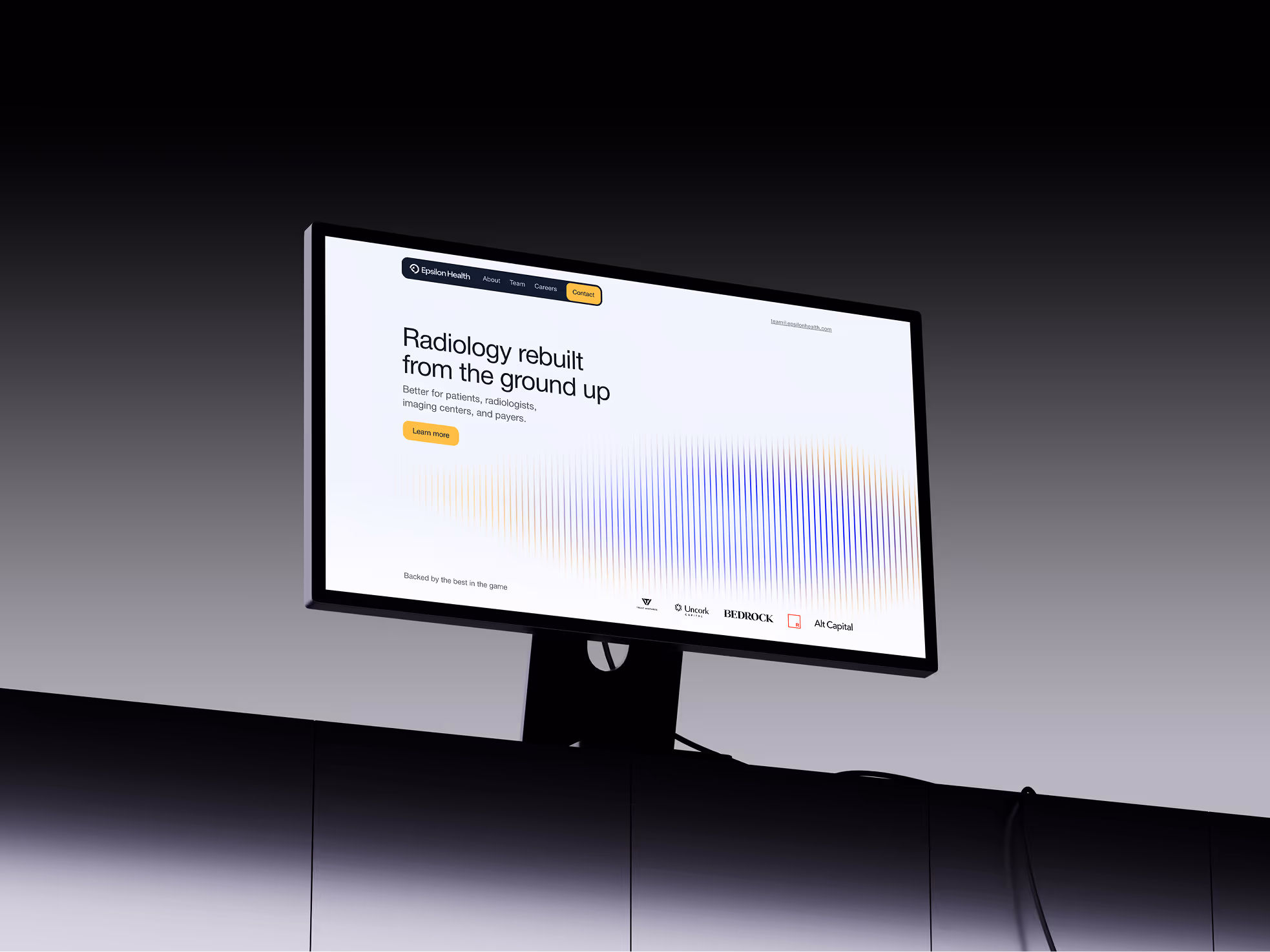 Two robotic arms holding a tablet displaying a platform interface for searching robot data in plain English.